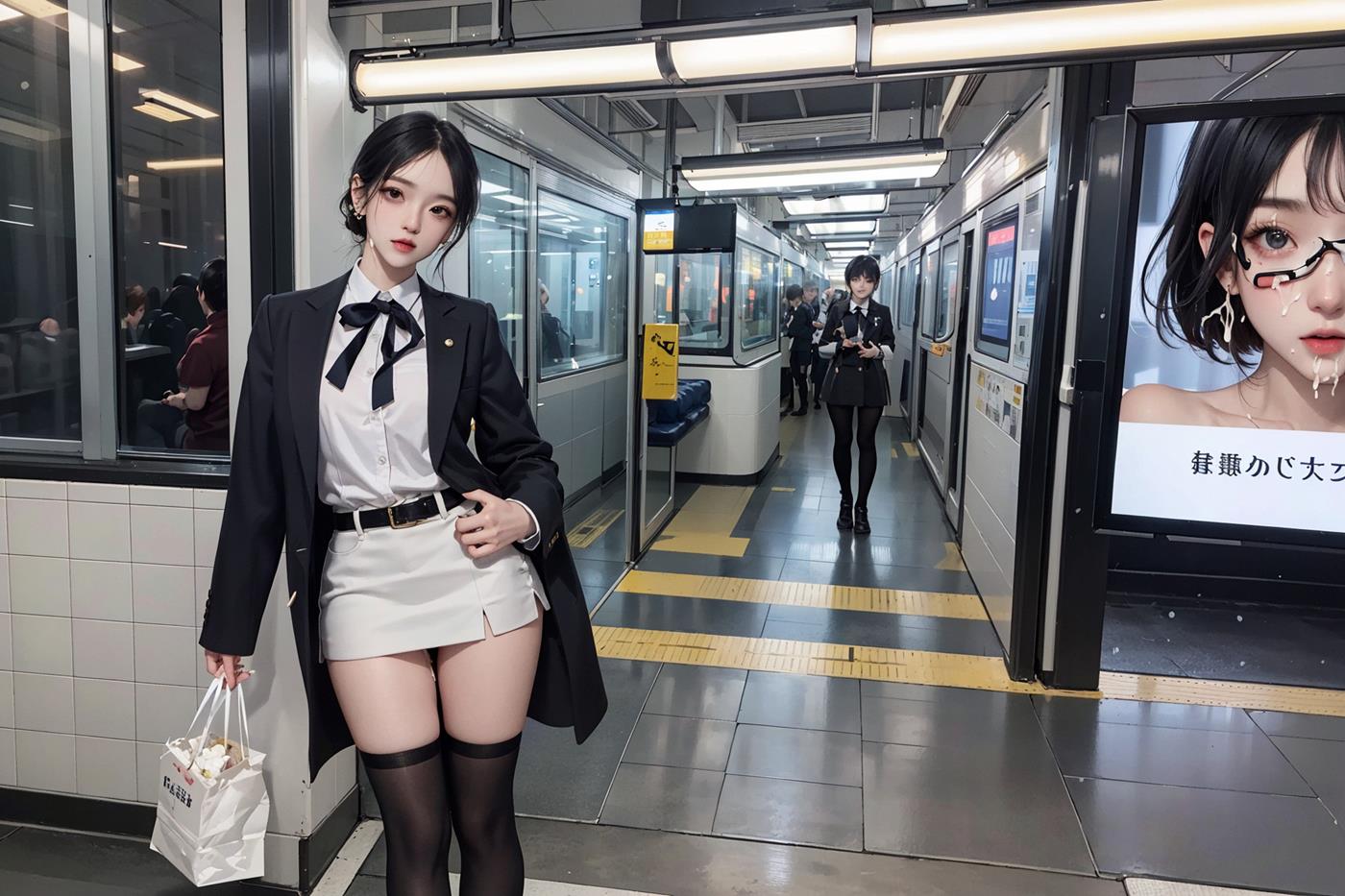 图片[6]-精选[[AI绘画] 051 黑白丝 电车 M腿 大摆诱姿[41P]-草丛看图