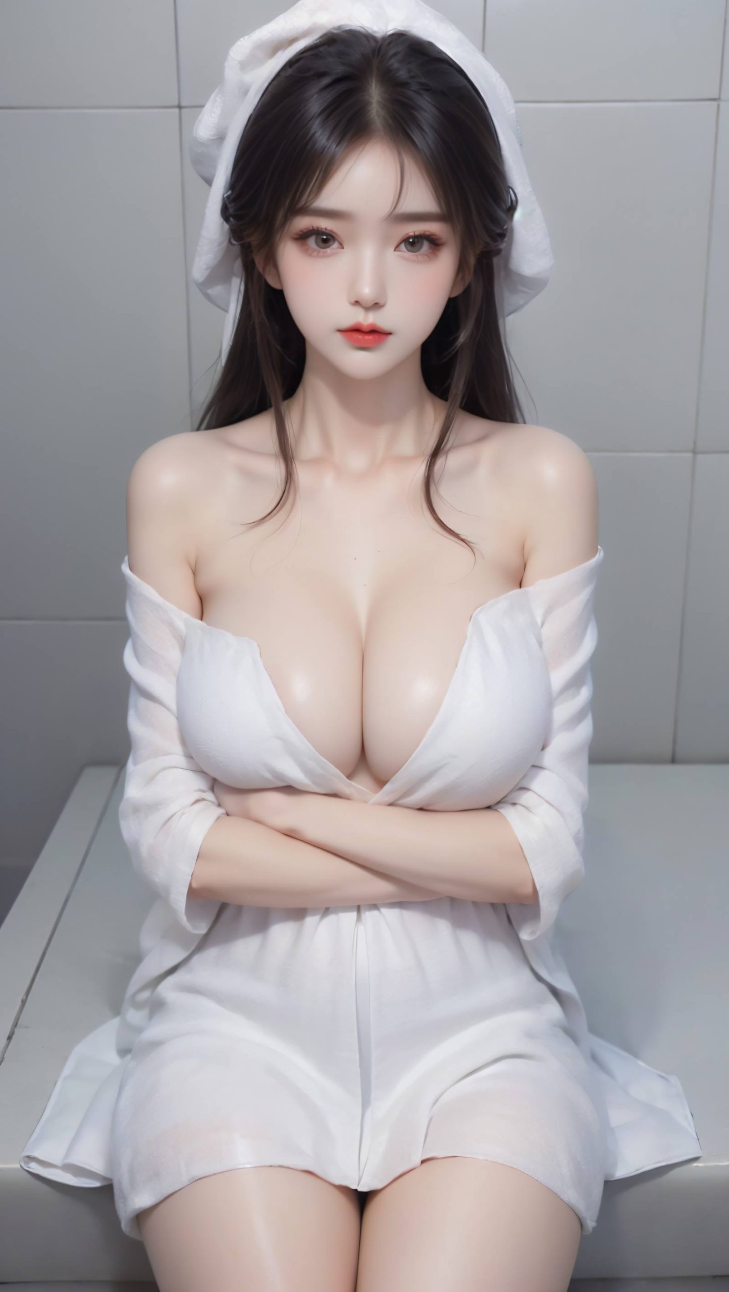 图片[1]-精选AI绘画 096 浴室少女 浴巾裹胸[43P]-草丛看图