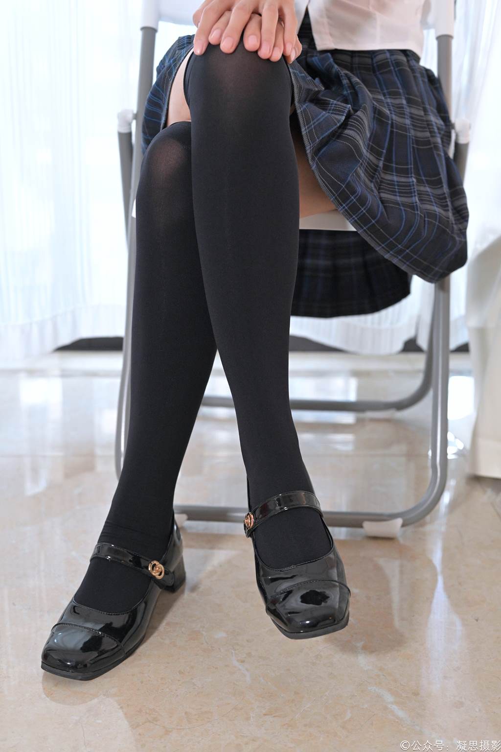 图片[6]-精选凝思摄影 NO.011 小睿-JK至服、过膝袜、玛丽珍鞋[135P]-草丛看图