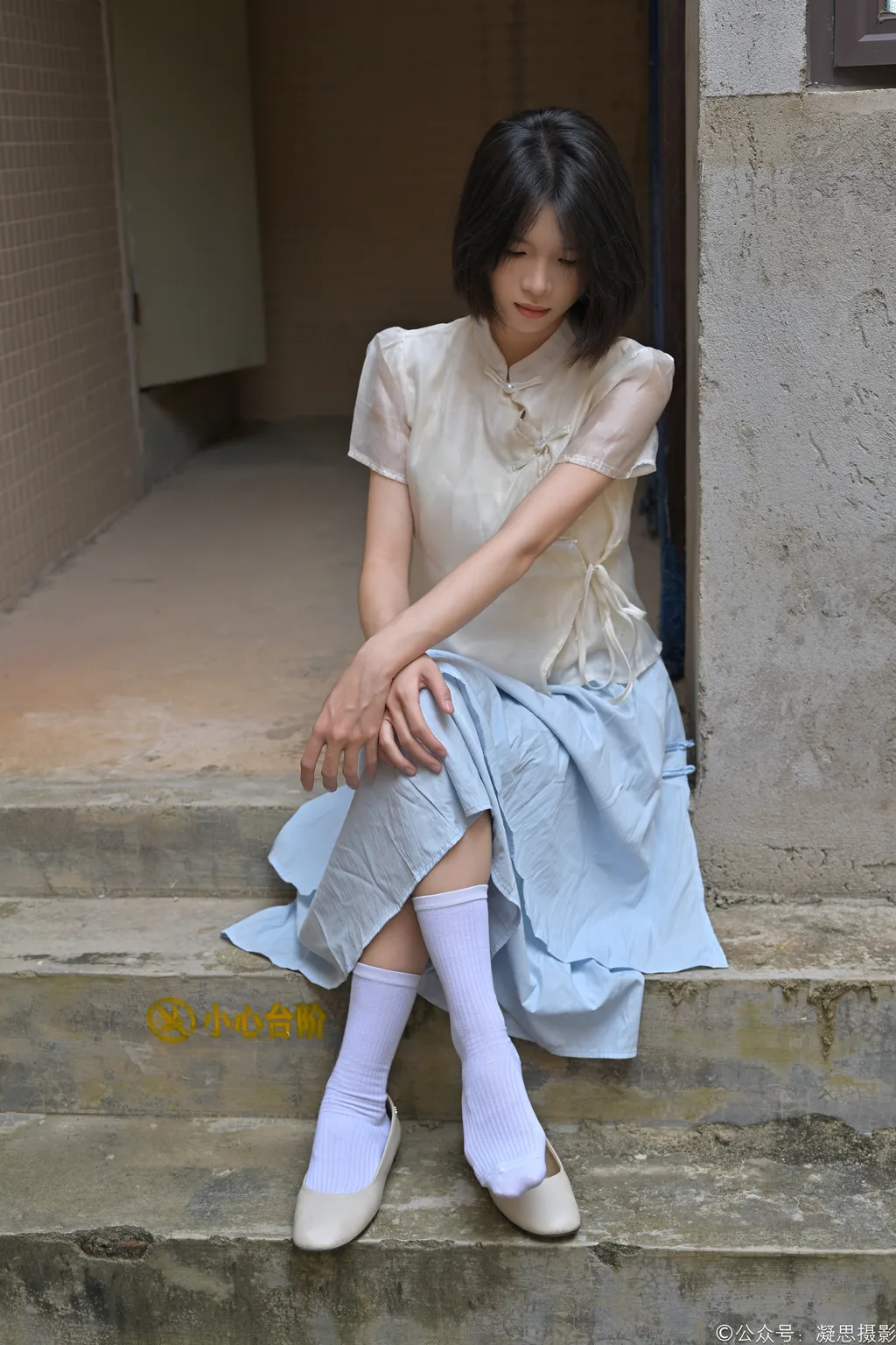 图片[7]-精选凝思摄影 NO.020 小睿-长裙、短白袜、平底鞋[90P]-草丛看图