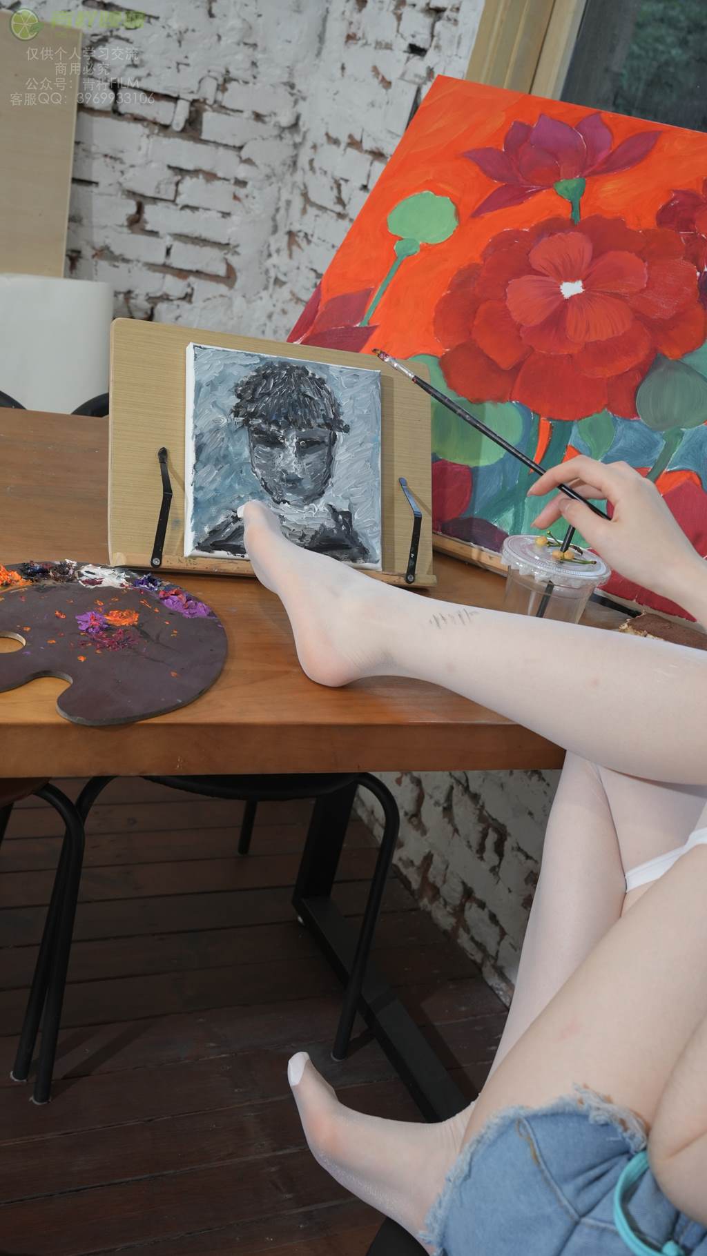 图片[3]-精选青柠映画 NO.023 – 小小 画室 蓝吊带抹胸[110P]-草丛看图