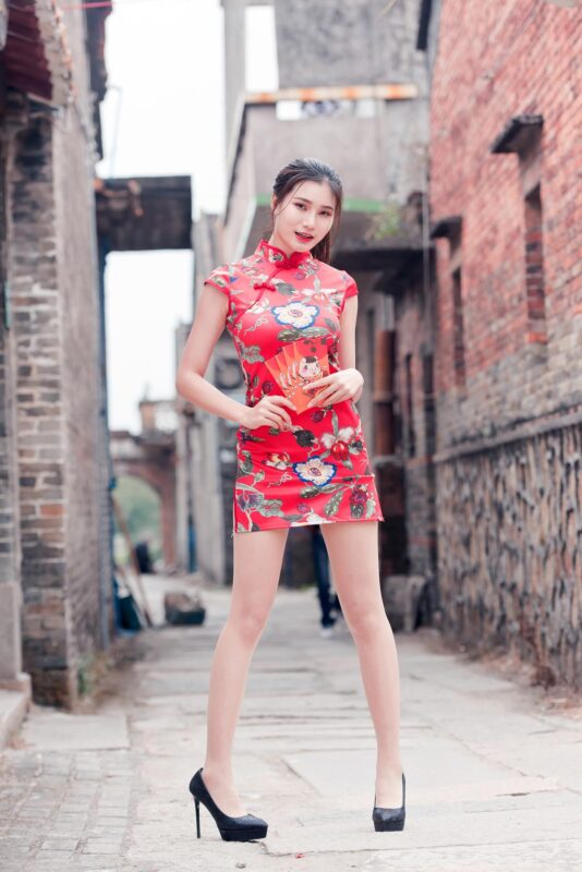 精选唯美街拍 NO.1135 极品丝族美腿高叉旗袍古村行 (4) [74P]-草丛看图