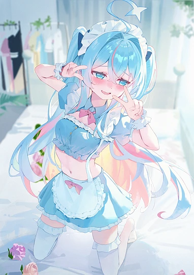 シスコン妹にメイド服を着せられてポーズをとる姉-草丛看图