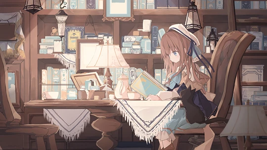 本と女の子-草丛看图