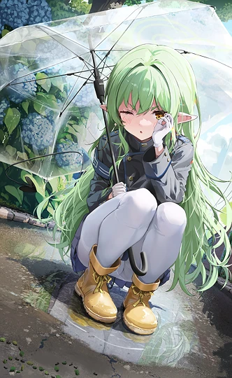 ヒカリの観察-草丛看图