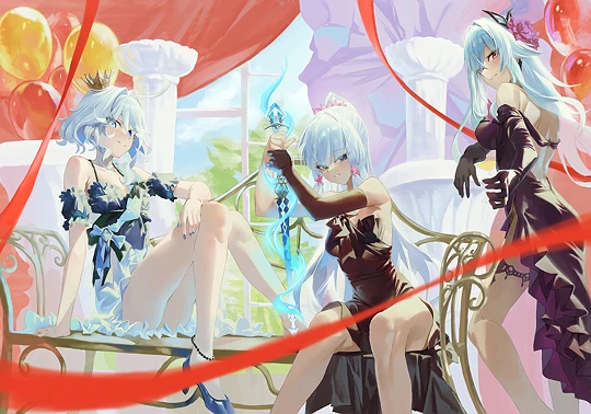 芙芙，神里，丝柯克-草丛看图