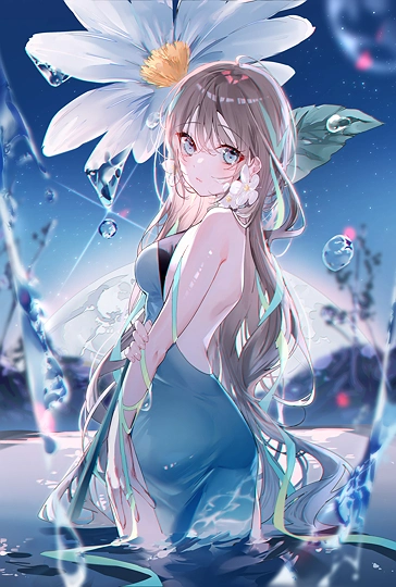 月と花と妖精-草丛看图