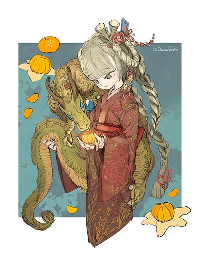 みかんと新年-草丛看图