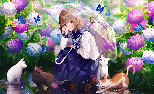 雨上がりのセーラー服-草丛看图