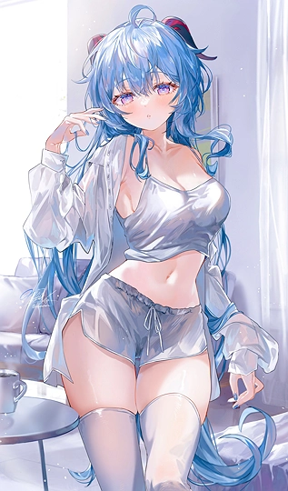 寝起き部屋着甘雨ちゃん-草丛看图
