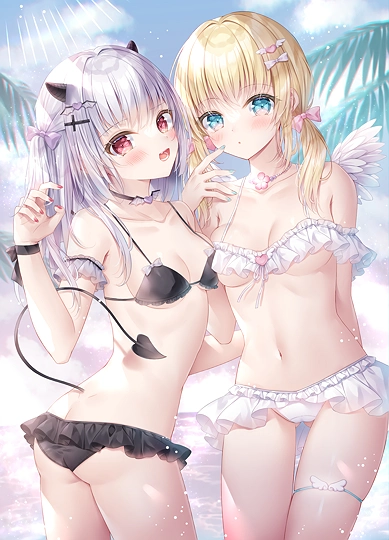 悪魔×天使×水着🌴♡-草丛看图