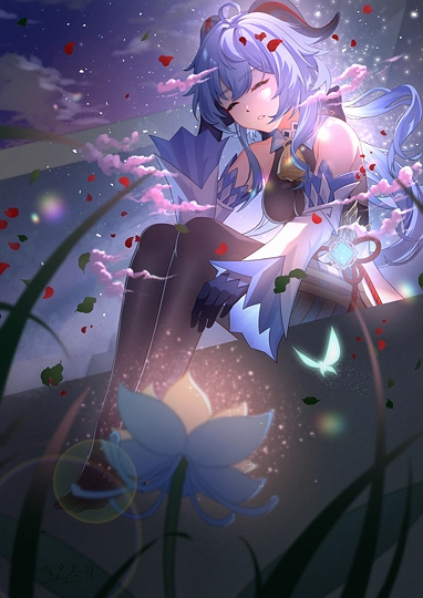晨憩-甘雨-草丛看图