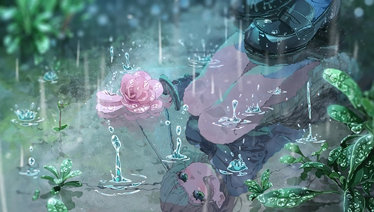 雨垂落花-草丛看图