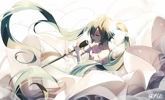 miku 唱歌-草丛看图