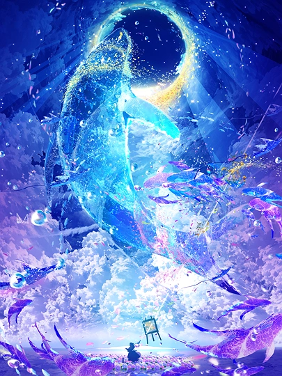 梅雨の月『夏の彼方へ』-草丛看图