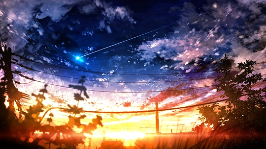 夕焼け空の練習-草丛看图
