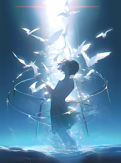 海と鳥-草丛看图