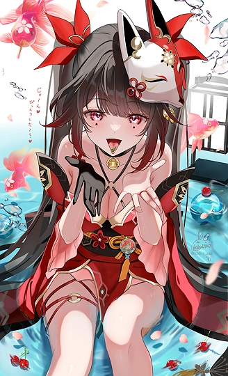 舌でヘタを結べる花火ちゃん🎇-草丛看图
