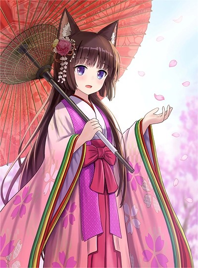 十二単姿の睦月ちゃん-草丛看图