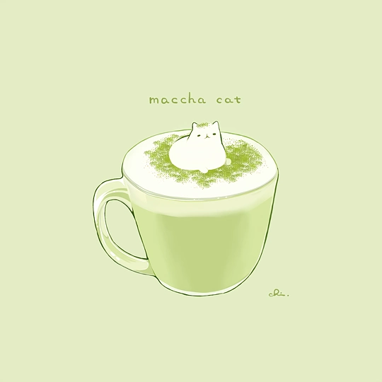 ホットねこ抹茶ラテ-草丛看图