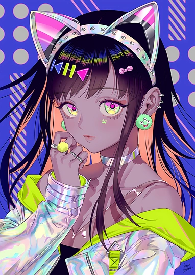 ホログラフィックネコミミ-草丛看图