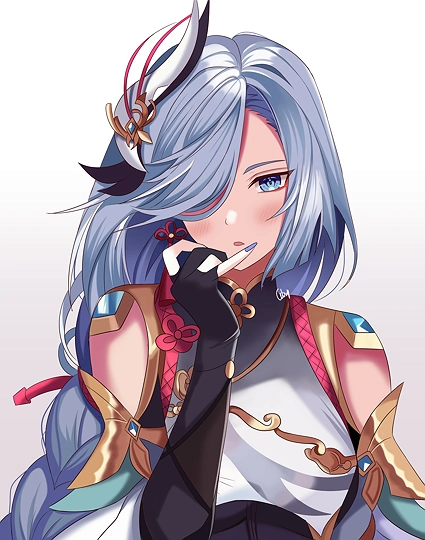 Shenhe (申鶴) fanart-草丛看图