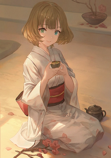 お茶を飲むこと-草丛看图